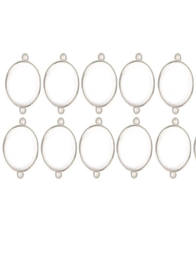 Excellentcrafts Open Back Bezel Connector Circle Charm - Silver (28mm) - Image 1